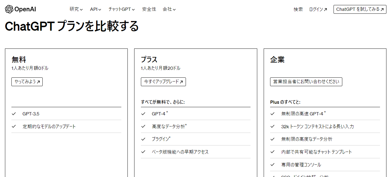 ChatGPT Plusの料金・価格は？