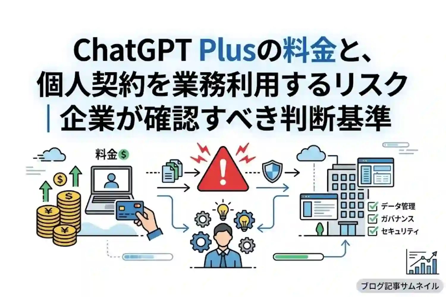 ChatGPT Plusの料金と、個人契約を業務利用するリスク｜企業が確認すべき判断基準
