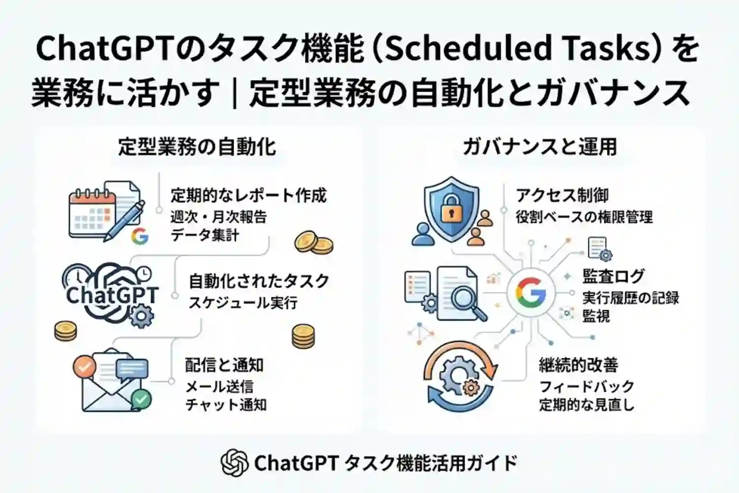 ChatGPTのタスク機能（Scheduled Tasks）を業務に活かす｜定型業務の自動化とガバナンス 