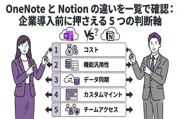 OneNoteとNotionの違いを一覧で確認:企業導入前に押さえる5つの判断軸