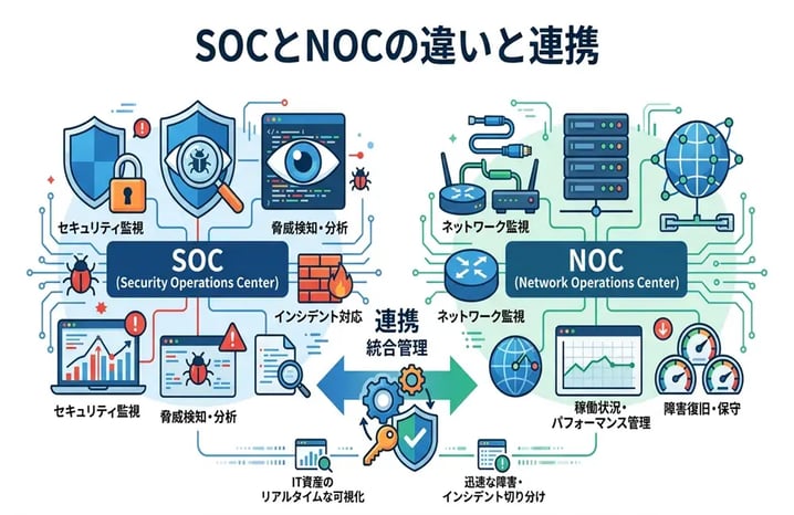 SOCとNOCの違いとは？役割や連携の重要性をわかりやすく解説