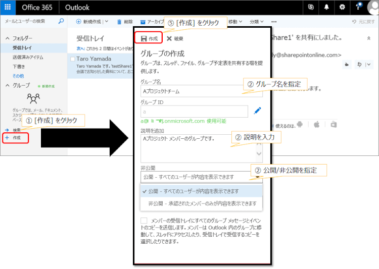 メール画面の表示（ブラウザ）