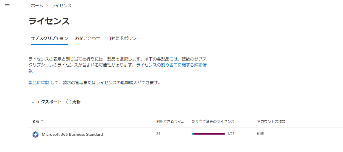Microsoft 365 管理センターでライセンスの確認方法が分からない-02