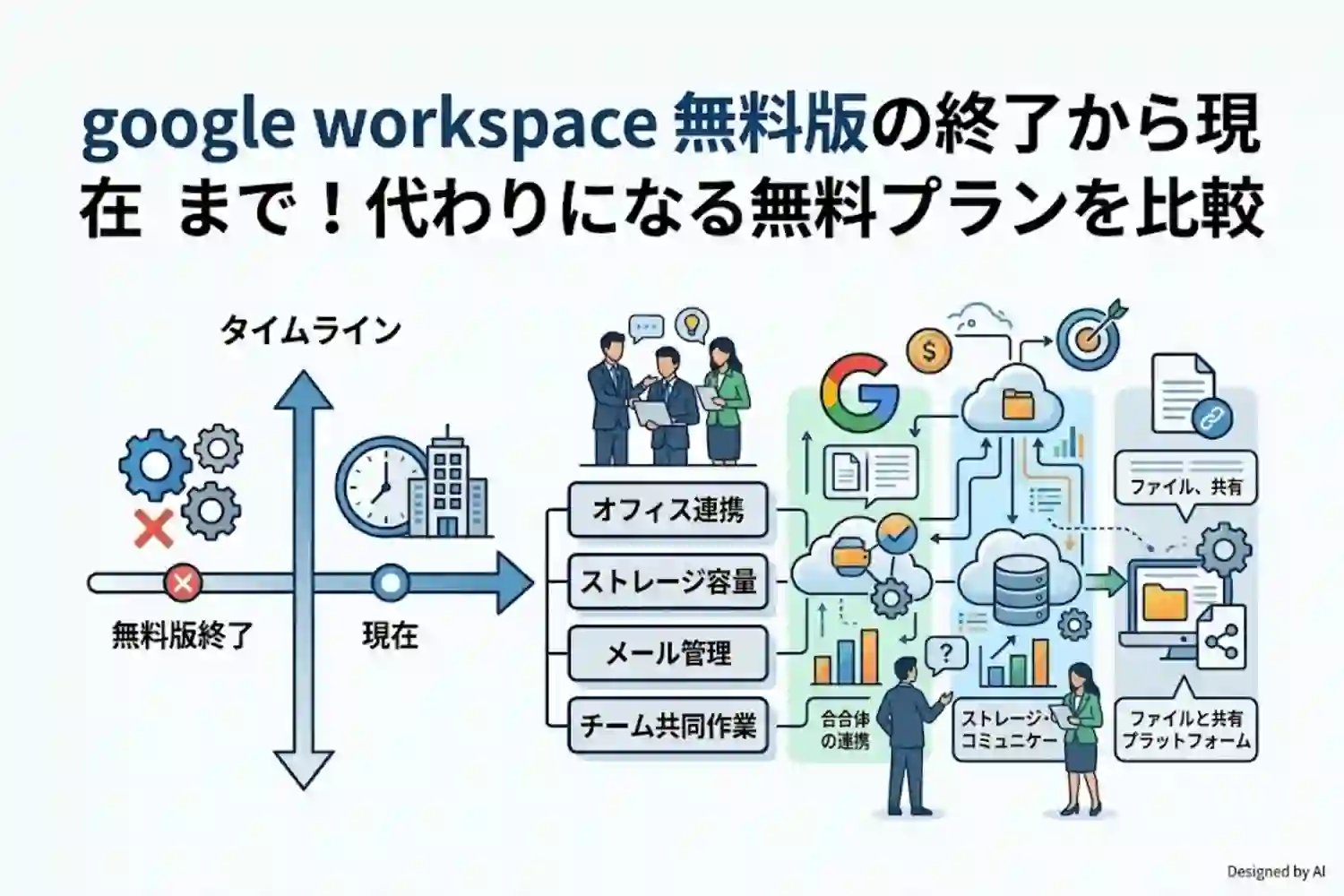 google workspace 無料版の終了から現在まで!代わりになる無料プランを比較