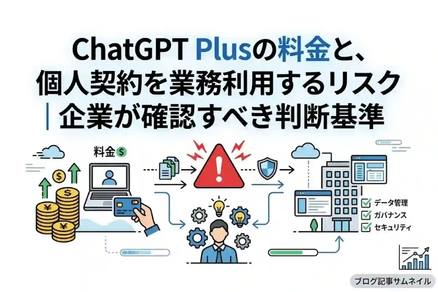 ChatGPT Plusの料金と、個人契約を業務利用するリスク｜企業が確認すべき判断基準