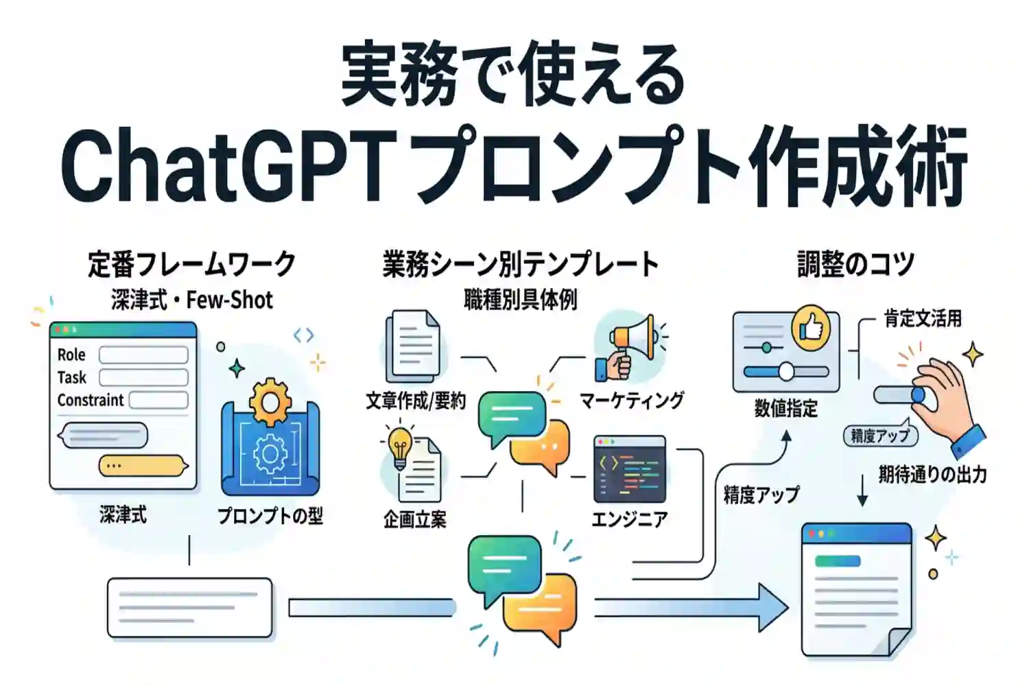 仕事が10倍速くなるChatGPTのプロンプト大全!職種・シーン別の実践テンプレート