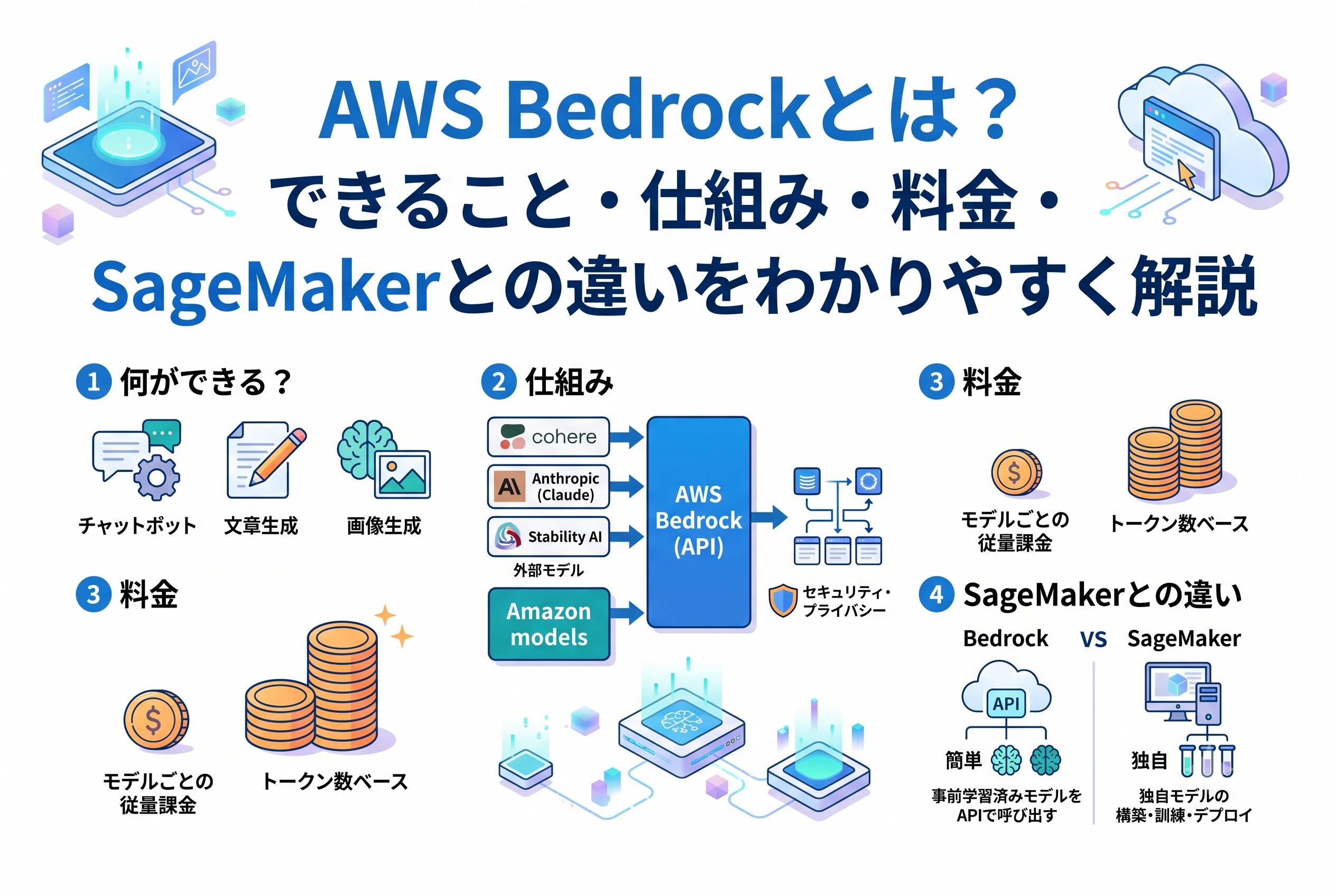 AWS Bedrockとは？できること・仕組み・料金・SageMakerとの違いをわかりやすく解説