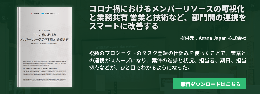 コロナ禍におけるメンバーリソースの可視化と業務共有 営業と技術など、部門間の連携をスマートに改善する