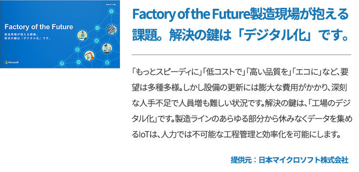 Factory of the Future製造現場が抱える課題。解決の鍵は「デジタル化」です。