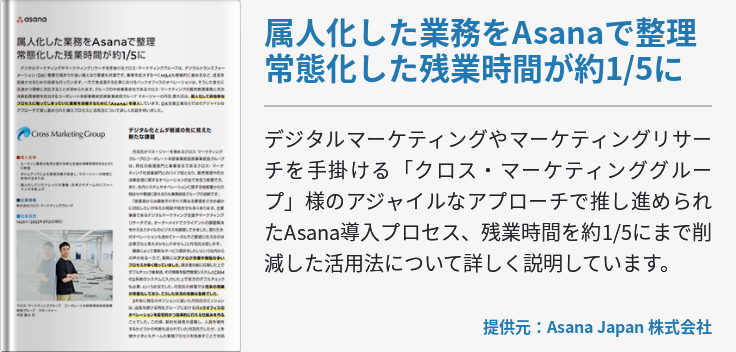 属人化した業務をAsanaで整理 常態化した残業時間が約1/5に