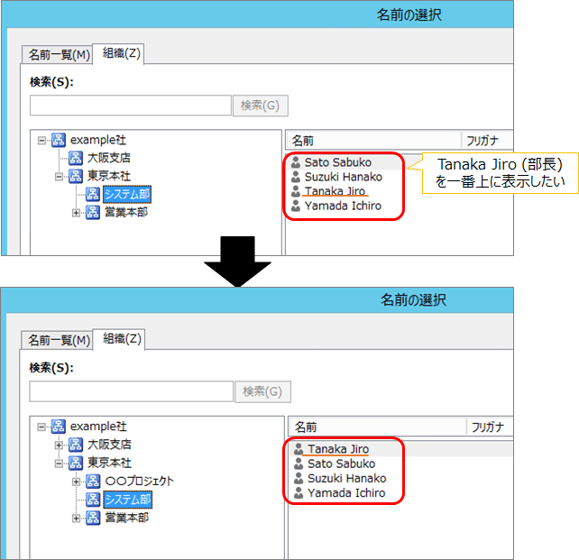 ユーザーの表示順序変更 ユーザーの表示順序変更