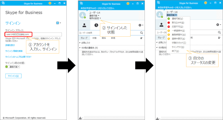 Skype for Businessへのサインイン Skype for Businessへのサインイン