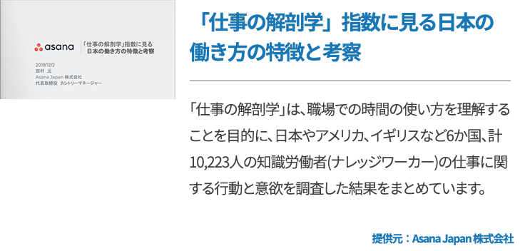 「仕事の解剖学」指数に見る日本の働き方の特徴と考察